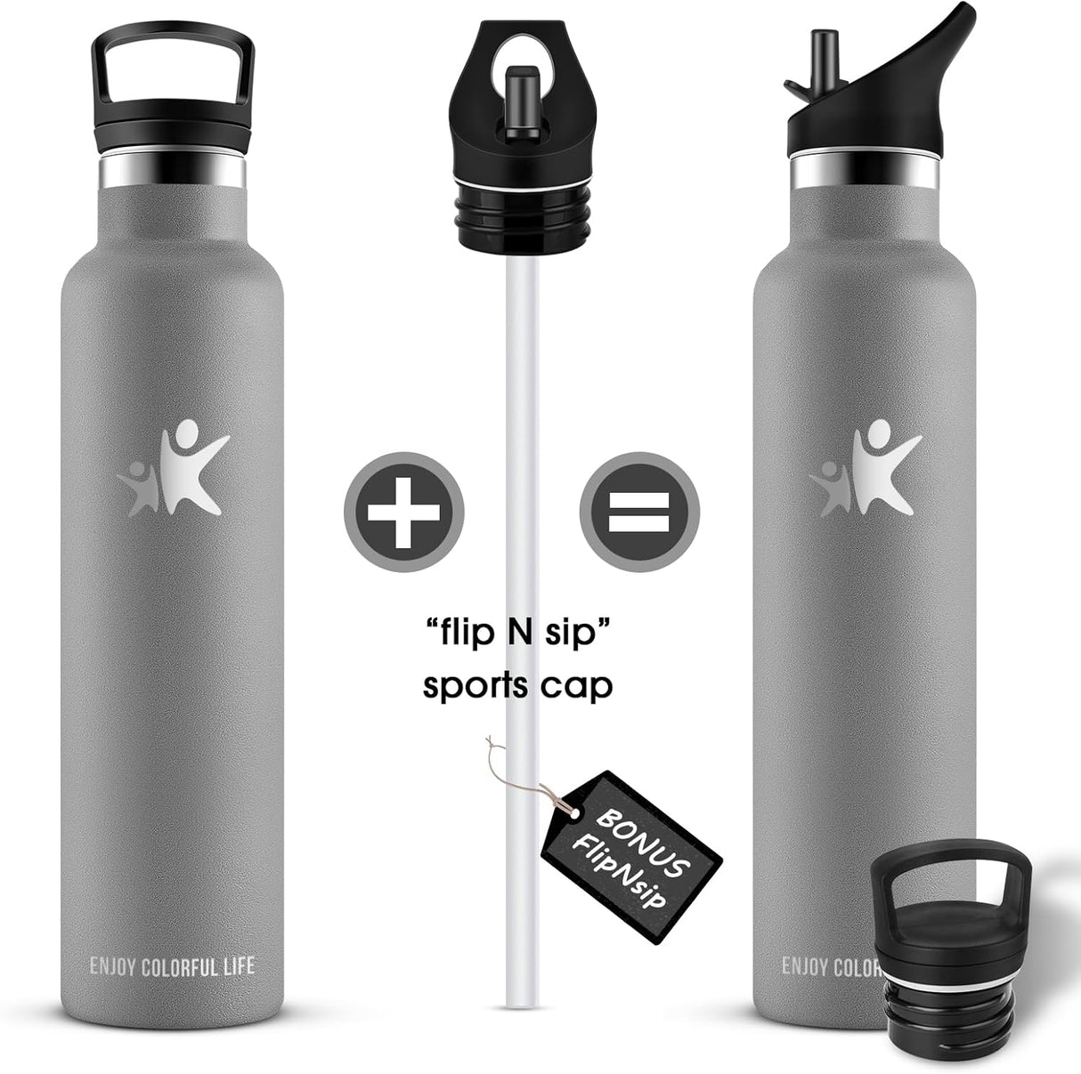 KollyKolla Thermal Bottle 1 Liter, Stainless Steel Candle, Without BPA, Grey