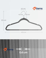 SONGMICS Set of 20 Velvet Hangers 41.5cm Wide 360° Swivel Hooks Silver & Black