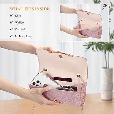 Asvert Evening Bag, Women's Elegant Clutch Bag Pink