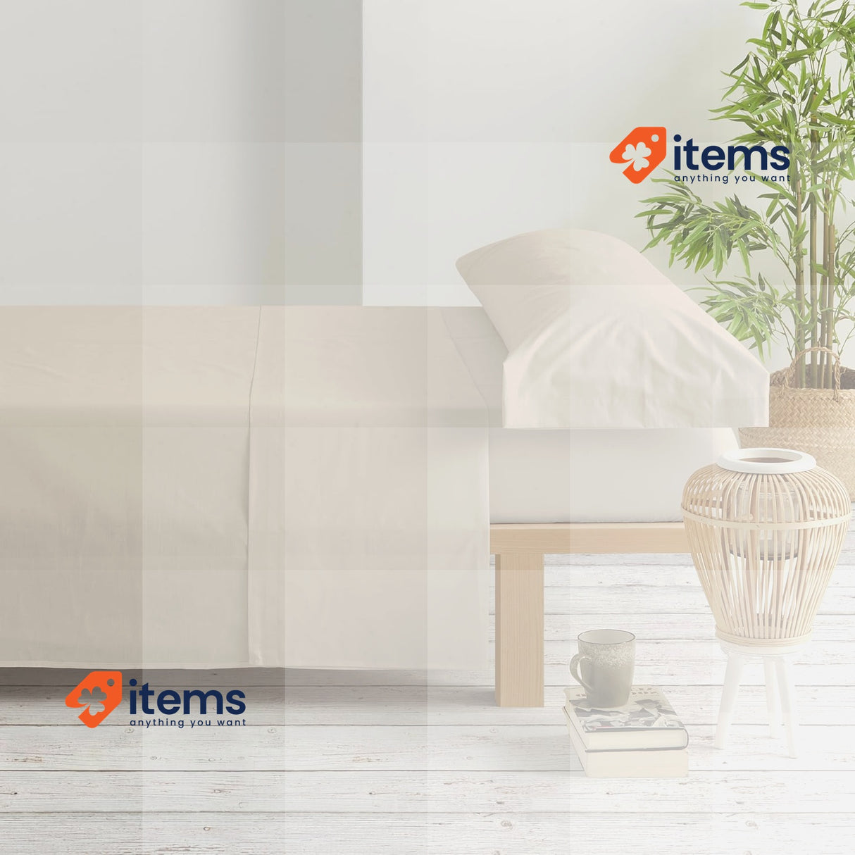 Degrees home Collection, 90 x 190 cm, Flat Sheet and Pillowcase, Beige Fitted
