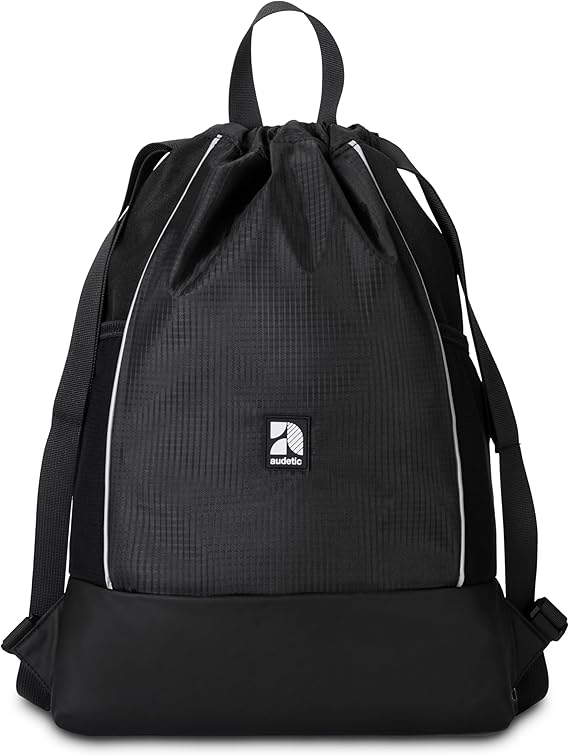 AUDETIC Drawstring Bag Women & Men Lightweight Fit Backpack Black