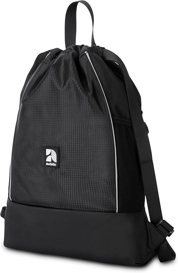 AUDETIC Drawstring Bag Women & Men Lightweight Fit Backpack Black