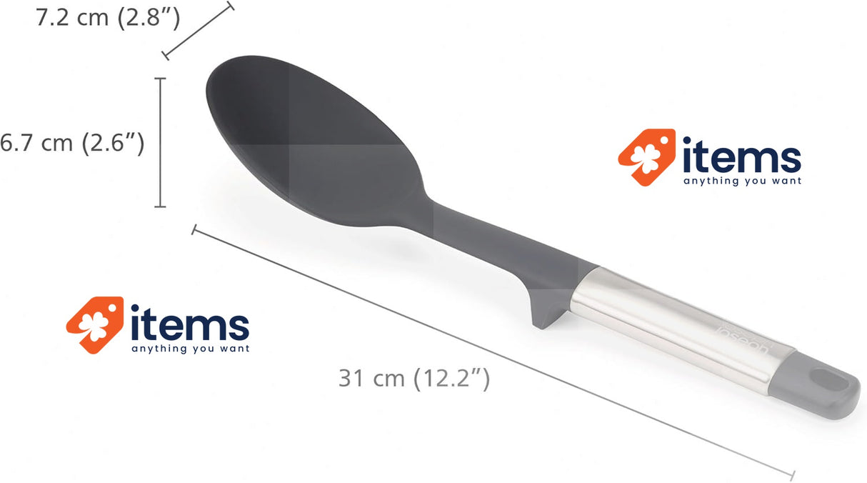 Joseph Joseph Elevate Silicone Solid Spoon, Stainless Steel, Silver/Gray Heat