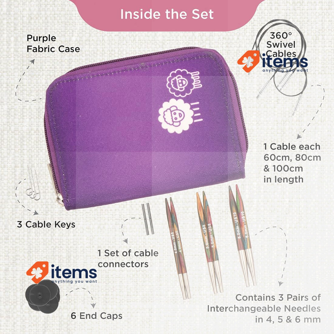KnitPro Symfonie, Beginner, 4.00,5.00 and 6.00 mm more accessories, purple