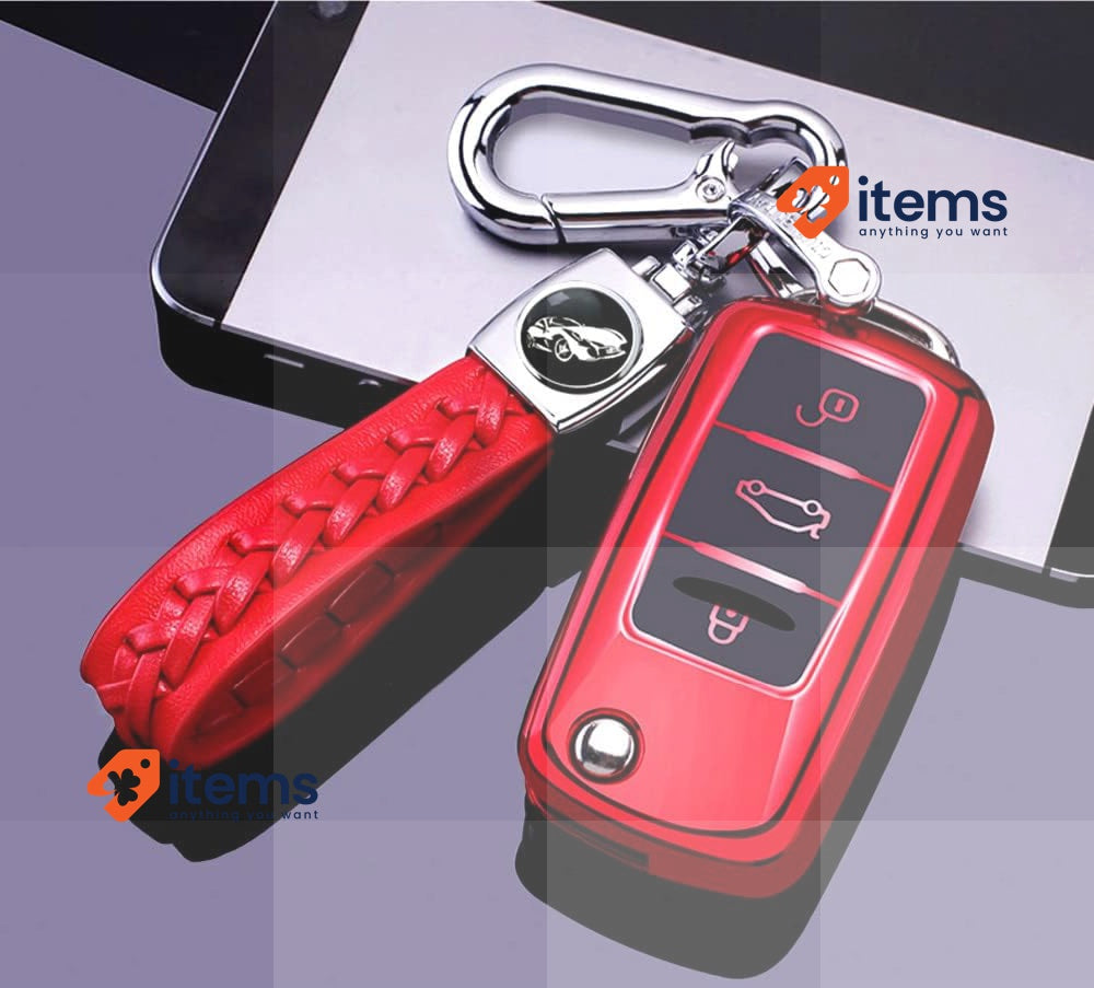 RXXR Car Key Fob Cover Compatible with VW Volkswagen Polo Golf 4/5/6 Multivan