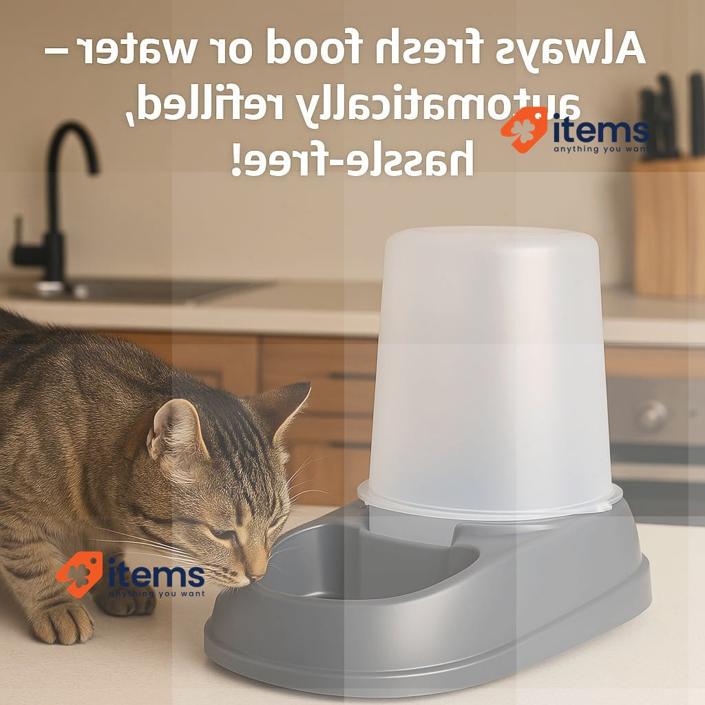 Flamingo Automatic Water and Food Dispenser for Dogs and Cats - 2.5 L 2.5L Grey
