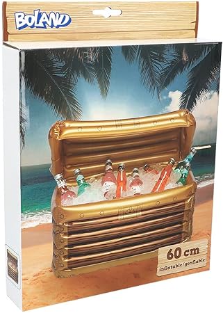 Boland 74223 Inflatable Treasure Chest, Drinks Cooler, Decoration Gold