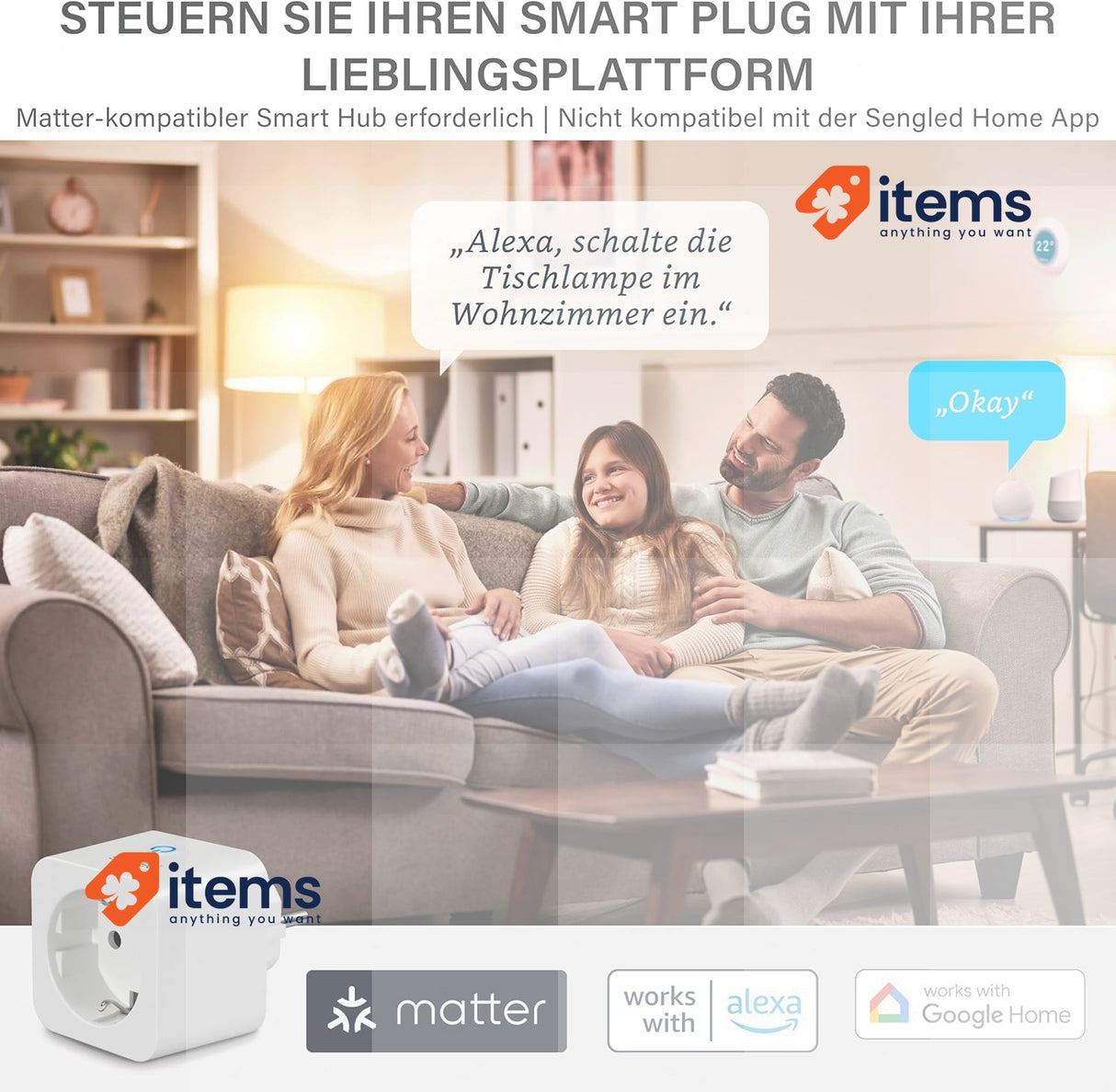 Sengled Smart Plug Matter Works with Alexa Instant Pairing Supports up to 2300W