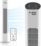 Boreas Tower Fan: Remote Control, Timer up to 7.5 Hours Touch Buttons White