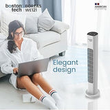 Boreas Tower Fan: Remote Control, Timer up to 7.5 Hours Touch Buttons White