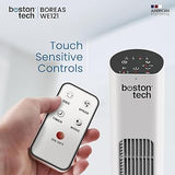 Boreas Tower Fan: Remote Control, Timer up to 7.5 Hours Touch Buttons White