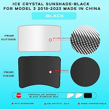 TOPABYTE Roof Sunshade for Tesla Model 3 2018-2023 2024 Black