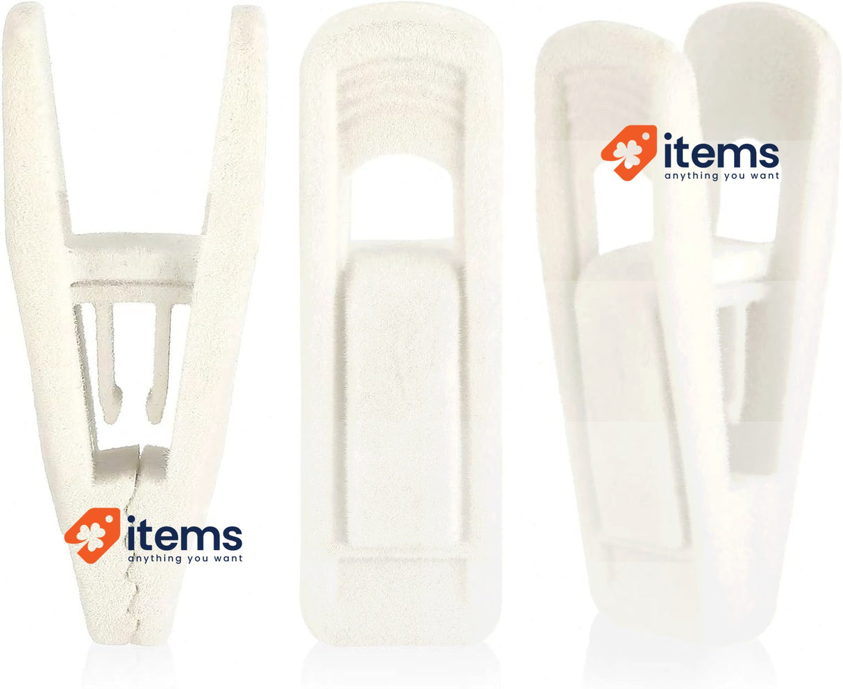 Tinfol 50pc Velvet Hangers Clips, Ivory Strong Finger Flocked Clips