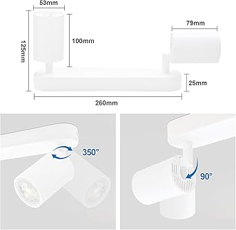 KYOTECH White Roof Lamp with 2 Lights 5W LED Roof Lamp White