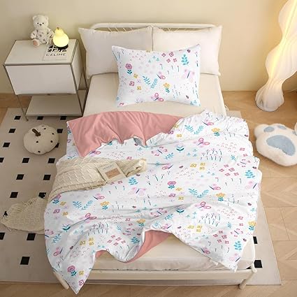 MUSOLEI Butterflies and Flowers Pink Duvet Cover 135x200cm