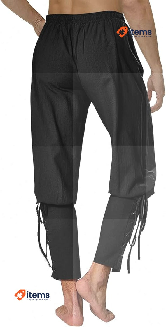 FORMIZON Men's Medieval Trousers, Renaissance Pirate Trousers For Halloween