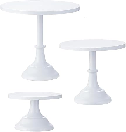 Hniuyun 3 Pieces Metal 8/10/12 Inch Cake Stands White