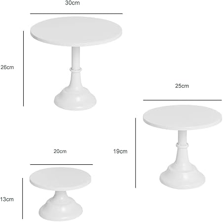 Hniuyun 3 Pieces Metal 8/10/12 Inch Cake Stands White