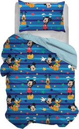 hermet Micky Mouse Single Cotton Set 155x200 Blue Cotton Disney