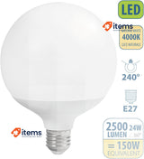 Velamp LED Bulb, Globe G125, 24W/2500lm, E27 Base, 4000K White 150W Equivalent