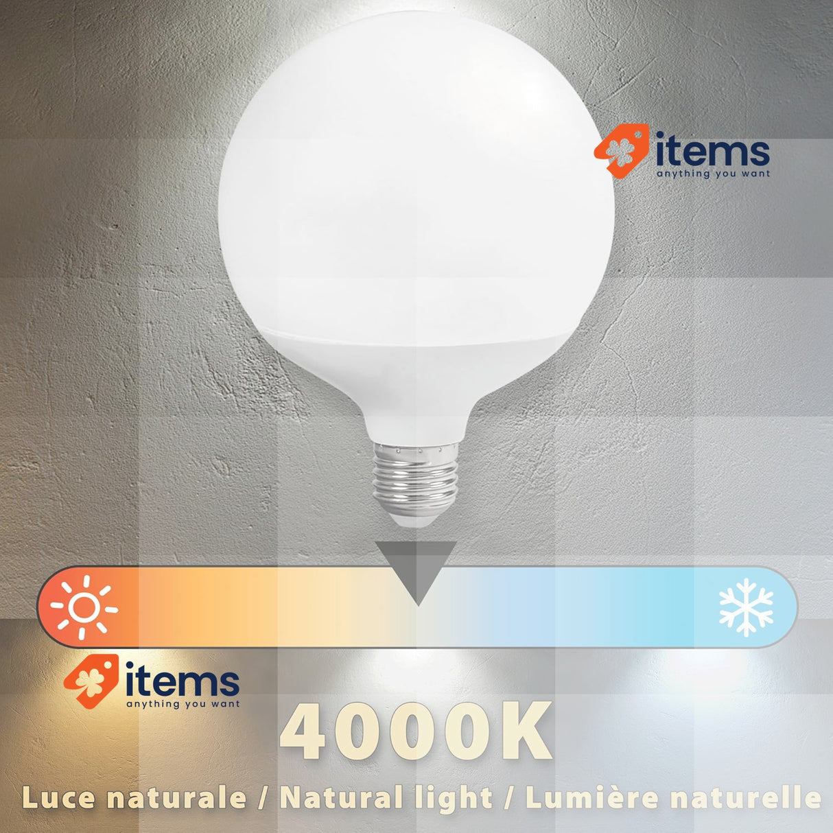 Velamp LED Bulb, Globe G125, 24W/2500lm, E27 Base, 4000K White 150W Equivalent