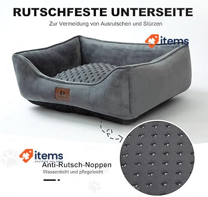 Snocyo Dog Bed Small Dogs 55 x 45 x 16 cm Washable Dog Cushion Dark Grey