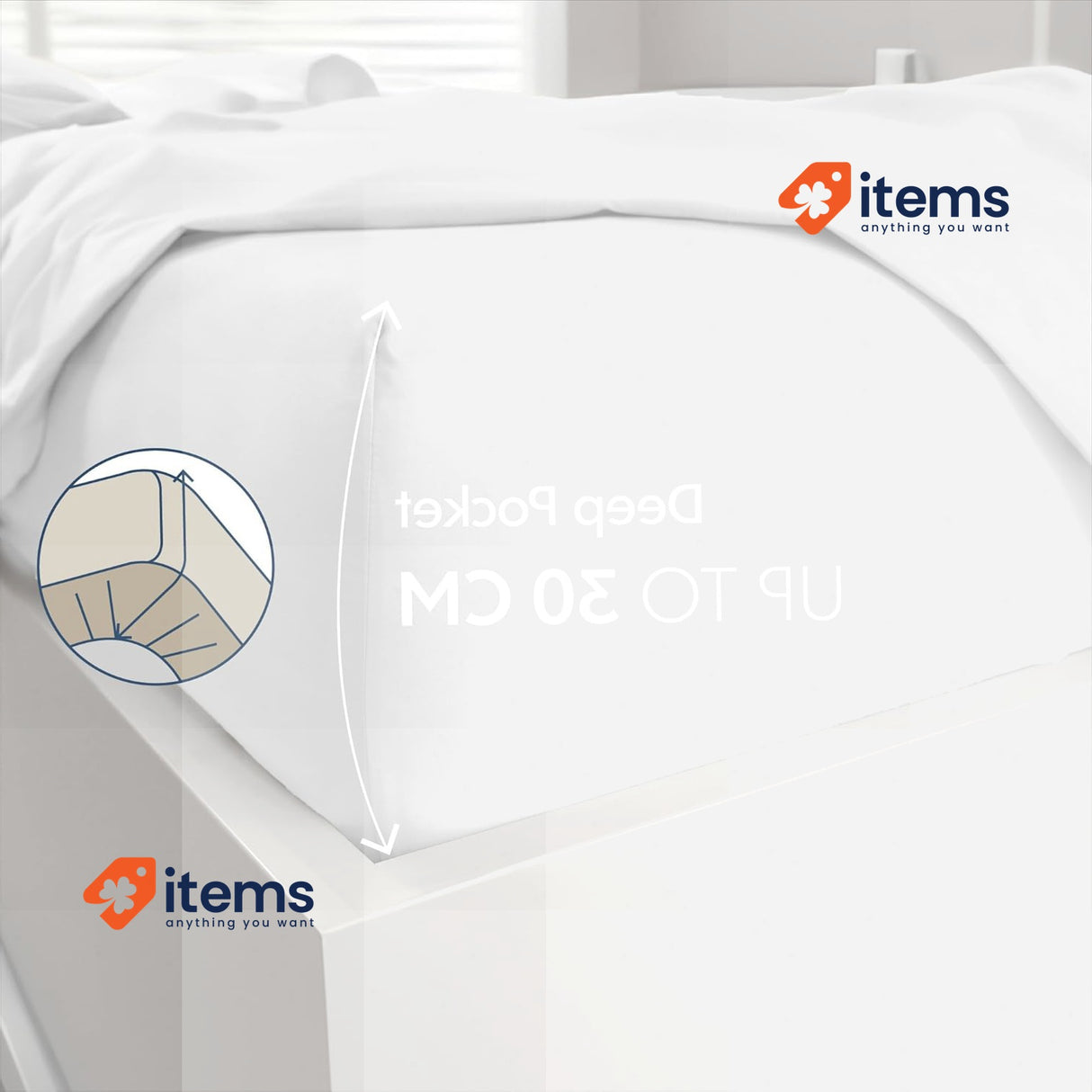 Dreamzie Fitted Sheet 140 x 200 cm Soft Microfibre For Thick Mattresses White