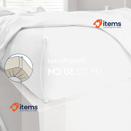 Dreamzie Fitted Sheet 140 x 200 cm Soft Microfibre For Thick Mattresses White