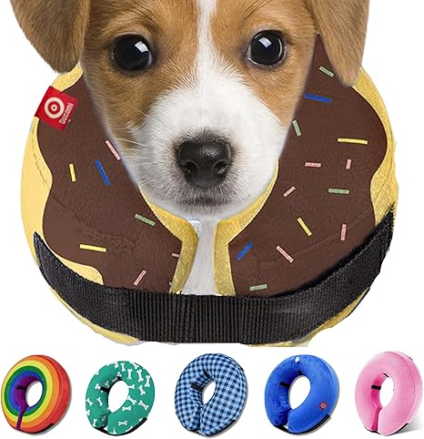 Ducomi Inflatable Dog and Cat Neck Brace Brown Donuts, Large