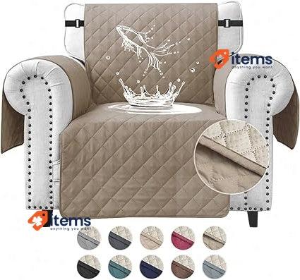 FIGOOO Water Resistant Sofa Slipcover 1 Seater Waterproof Non Slip khaki
