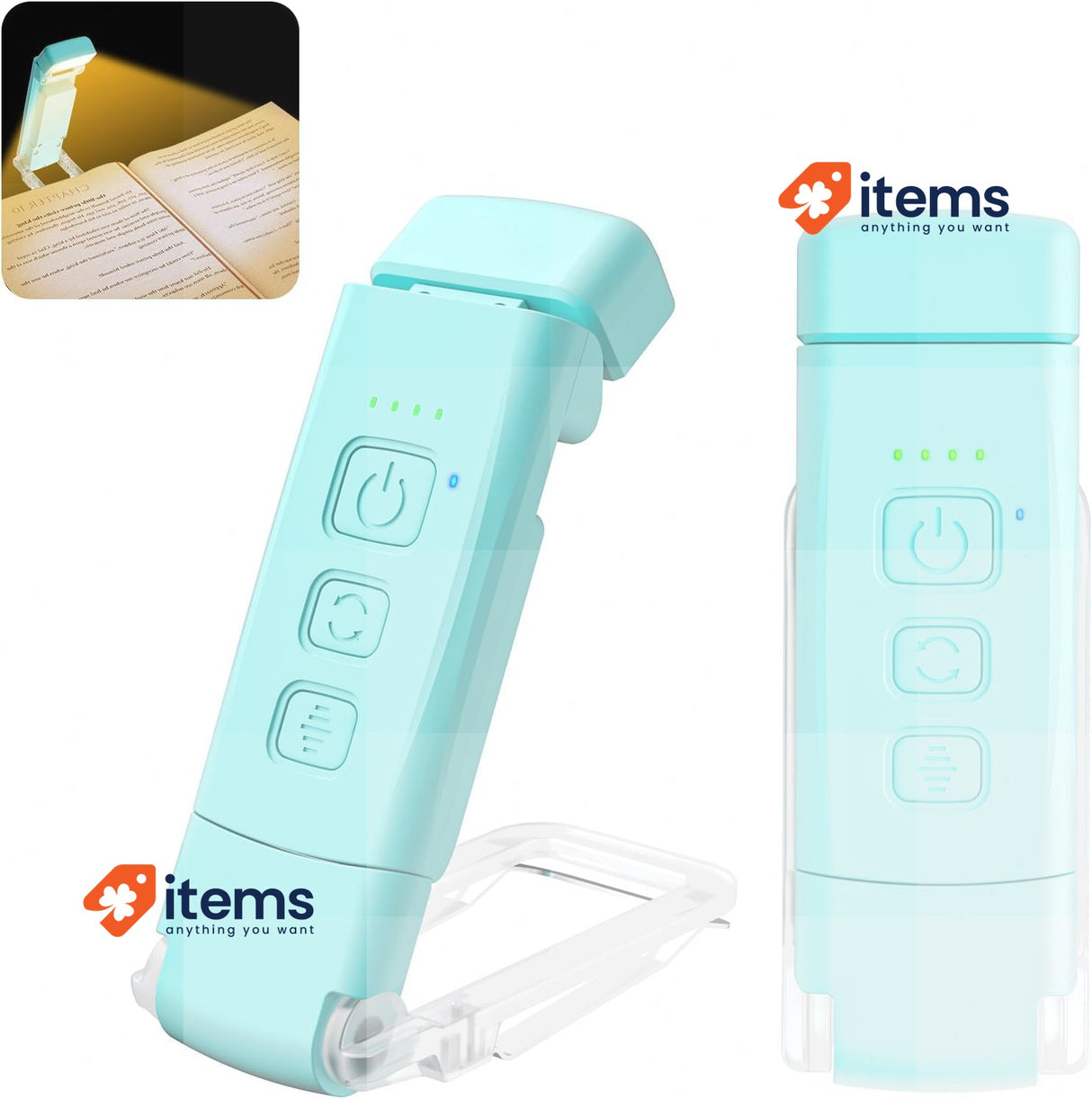 Alyvisun Reading Light, 3 Color Modes & 5 Dimmable Brightness Book Light, Blue