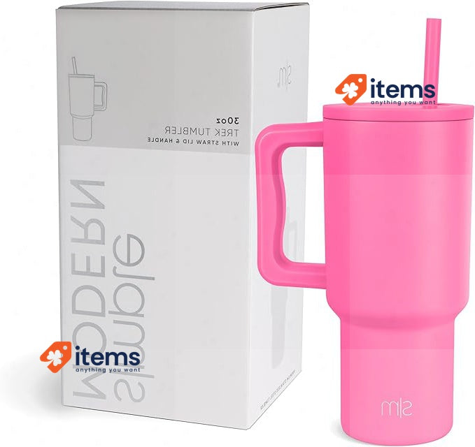 Simple Modern 30 oz Trek Tumbler with Handle and Straw Pink
