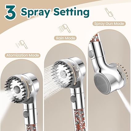 Zivacate High Pressure Hand Shower with Hard Water Filter Silver