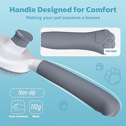 Zivacate Shedding Tool for Short & Long Haired Dogs Cats Rabbits Brush - Grey