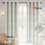 Joydeco 100% Opaque Curtains with Eyelets Curtains Linen, Light Beige Look 2