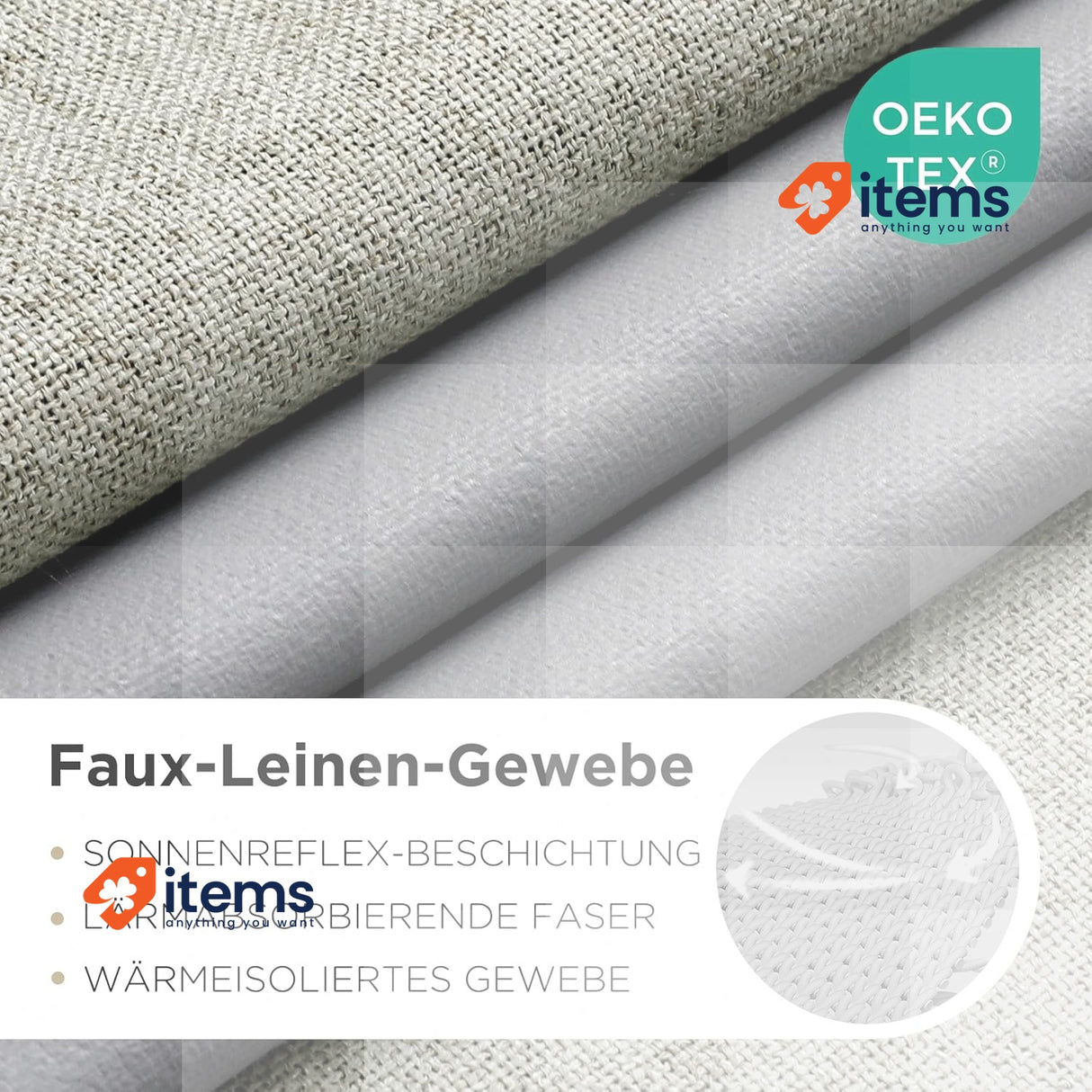 Joydeco 100% Opaque Curtains with Eyelets Curtains Linen, Light Beige Look 2