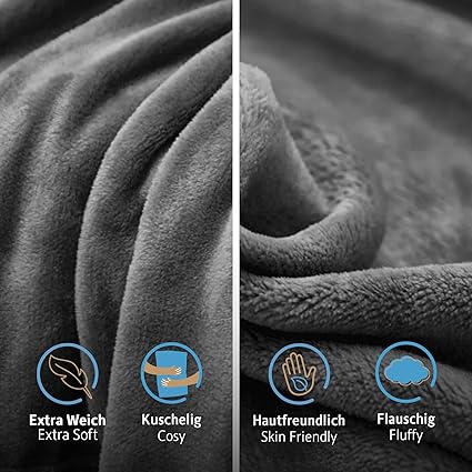 Komfortec Fleece Blanket, Throw for Sofa, Couch 150x200 cm Dark Grey