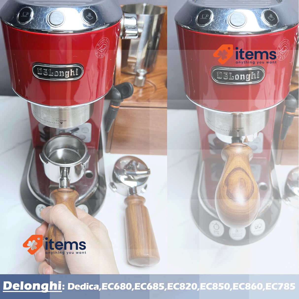 NEOUZA 51mm Espresso Portafilter Compatible with DeLonghi Dedica