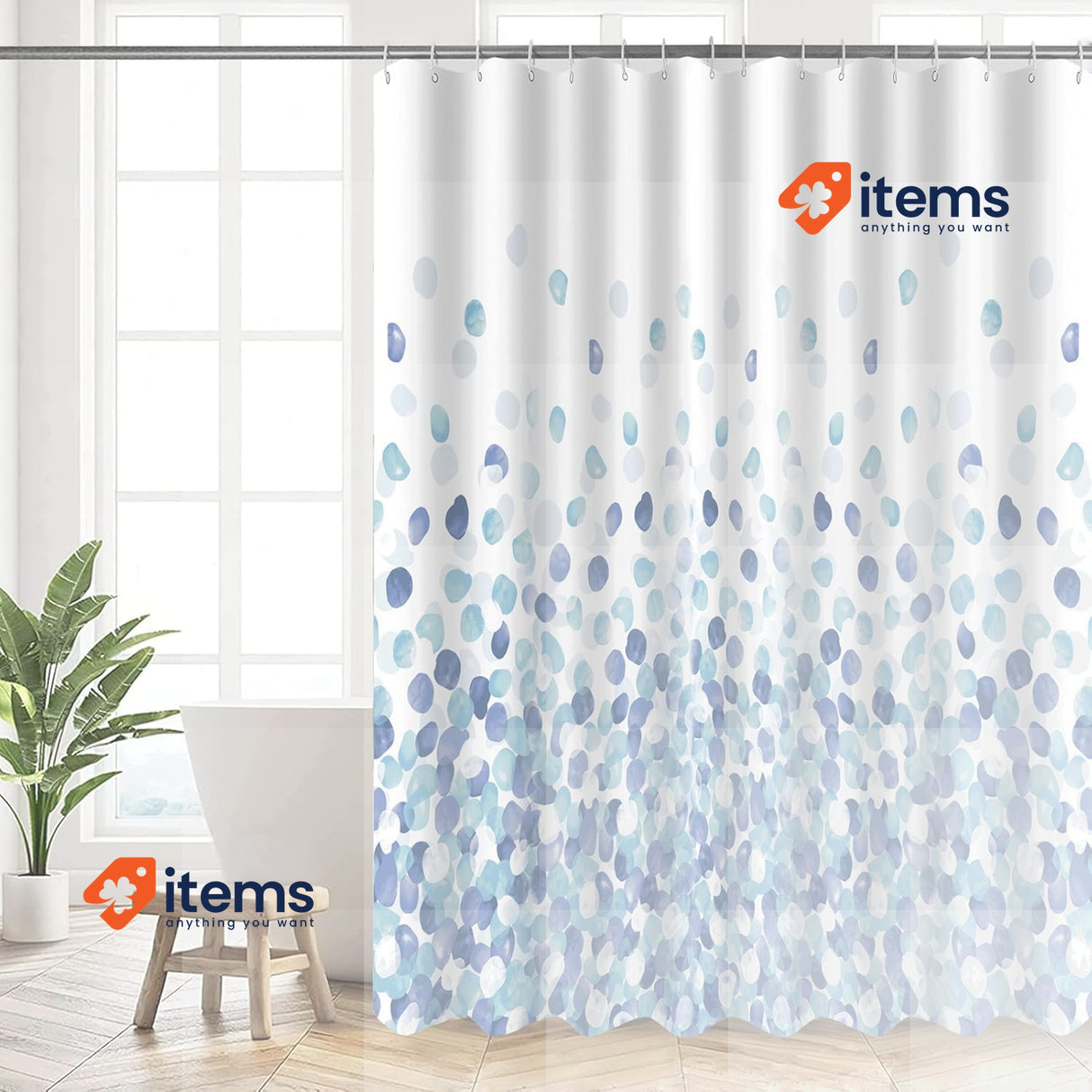 HANFU Shower Curtain Polyester 180x180cm Washable Shower Curtains with Eyelets