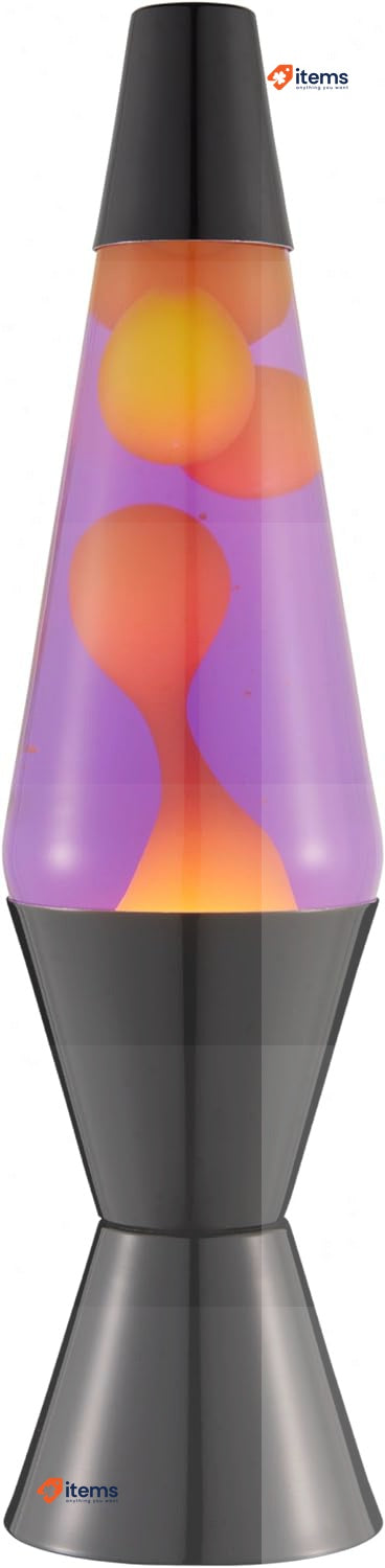LAVA® - Lamp 2323, Yellow Wax, Purple Liquid, Black Base and Lid Original 14.5"