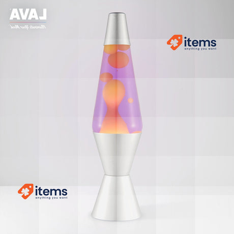 LAVA® - Lamp 2125, Yellow Wax, Purple Liquid, Silver Base and Lid