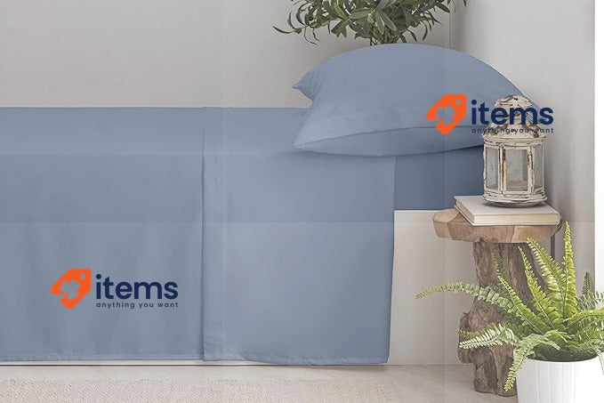 Degrees Home - Premium - Flat Sheet Set 90 x 200-3-Piece grey-blue