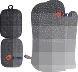 Ankway Oven Gloves, Set of 4, Heat Resistant and Non-Slip Baking Gloves Black