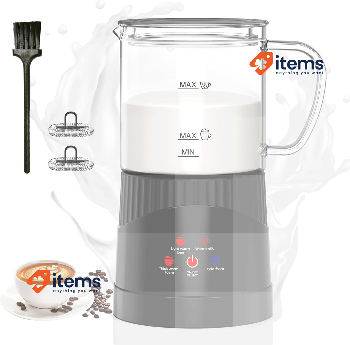 OMISOON 4-in-1 Milk Frother Electric, Automatic Milk Frother 400ML Black