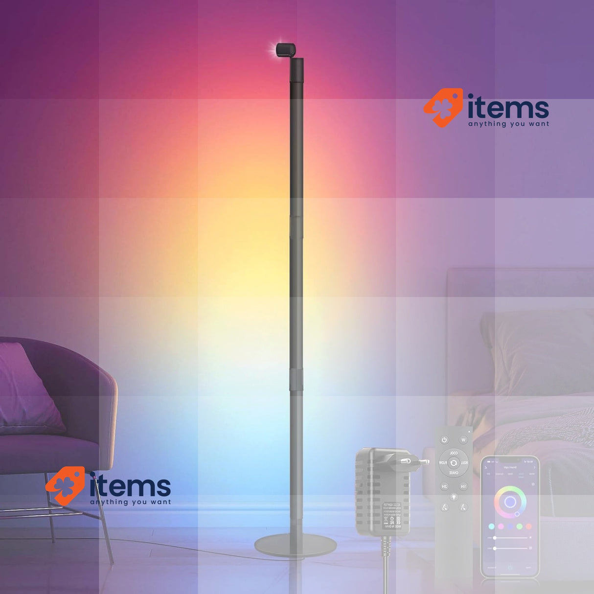 SIGRILL RGB Floor Lamp Dimmable for Living Room-  Gaming Decoration