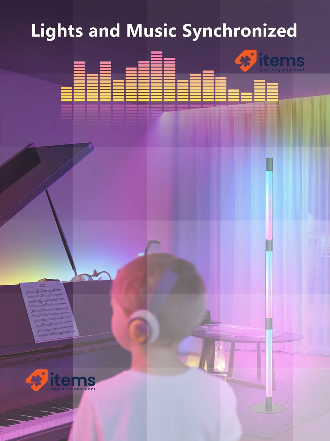 SIGRILL RGB Floor Lamp Dimmable for Living Room-  Gaming Decoration