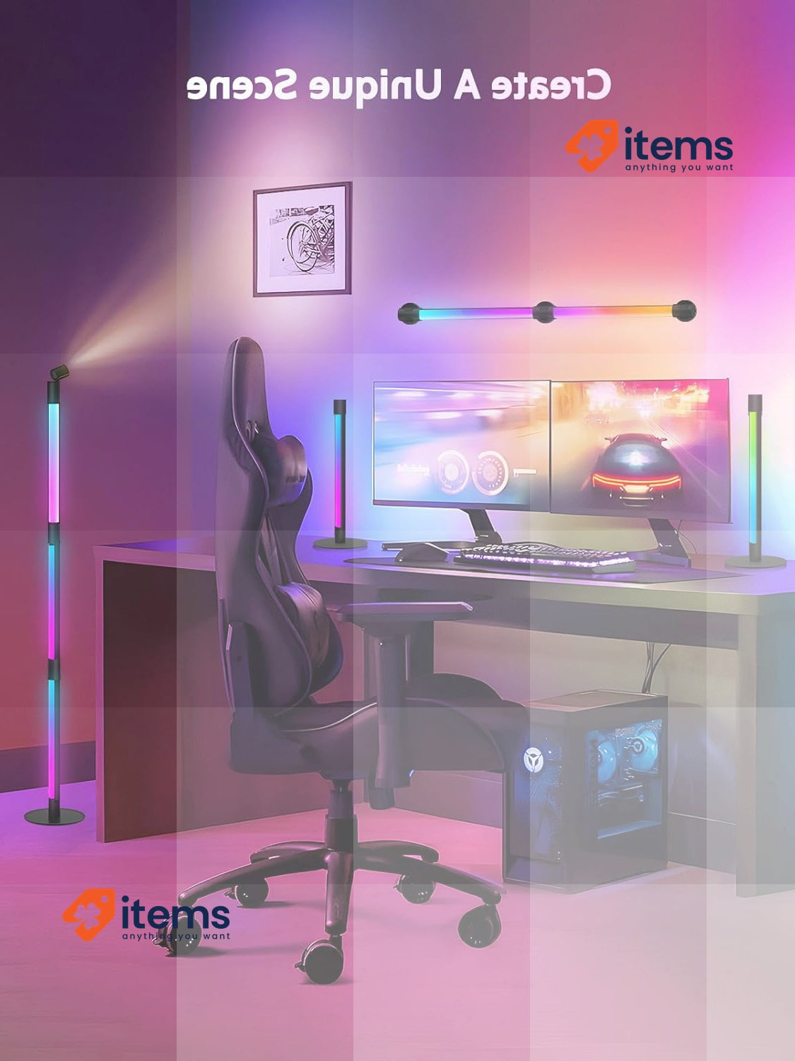 SIGRILL RGB Floor Lamp Dimmable for Living Room-  Gaming Decoration