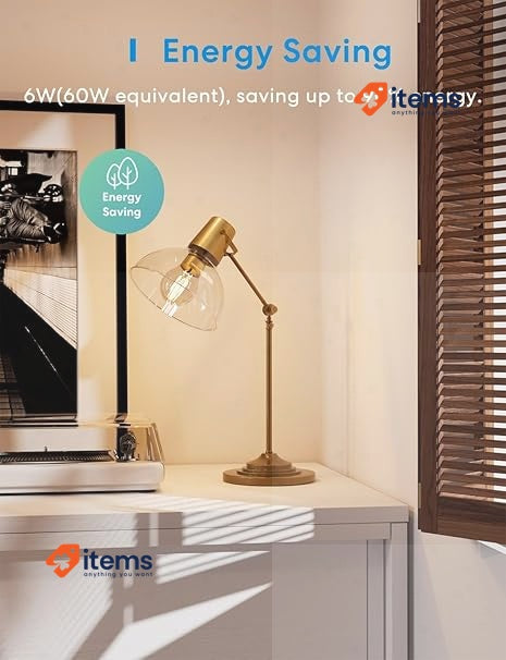 meross LED bulb Vintage Edison, Intelligent bulb Alexa WiFi 2 Pieces White