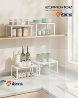 SONGMICS Spice Rack, Set of 2 Cupboard Shelf Organisers, Expandable Kitchen Wood