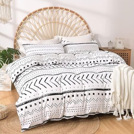 Tokokimo Nordic Duvet Cover 150/135 White + Black Line, 3 Pieces